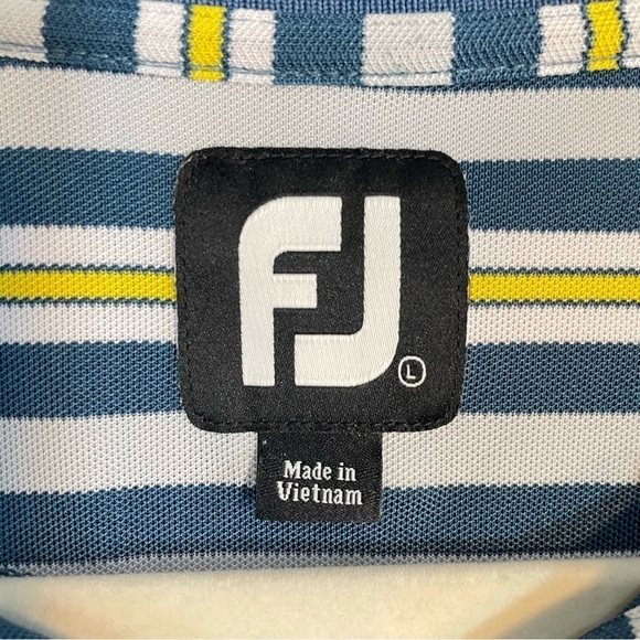 FootJoy Blue Yellow Short Sleeve Polo Shirt Size Mens Large - Picture 5 of 7